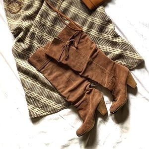 Report Suede Leather Over-the-Knee Boots Tan SZ 9